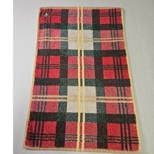 VTG Ralph Lauren Golf Towel EUC Red Green Plaid 100% Cotton Grommet Made in USA